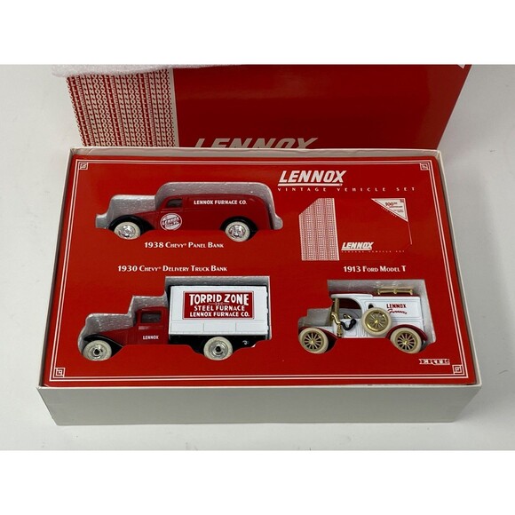 ERTL Lennox 1995 Vintage Vehicle Set 100th Anniversary Die Cast Ford & Chevy NEW - Picture 1 of 4